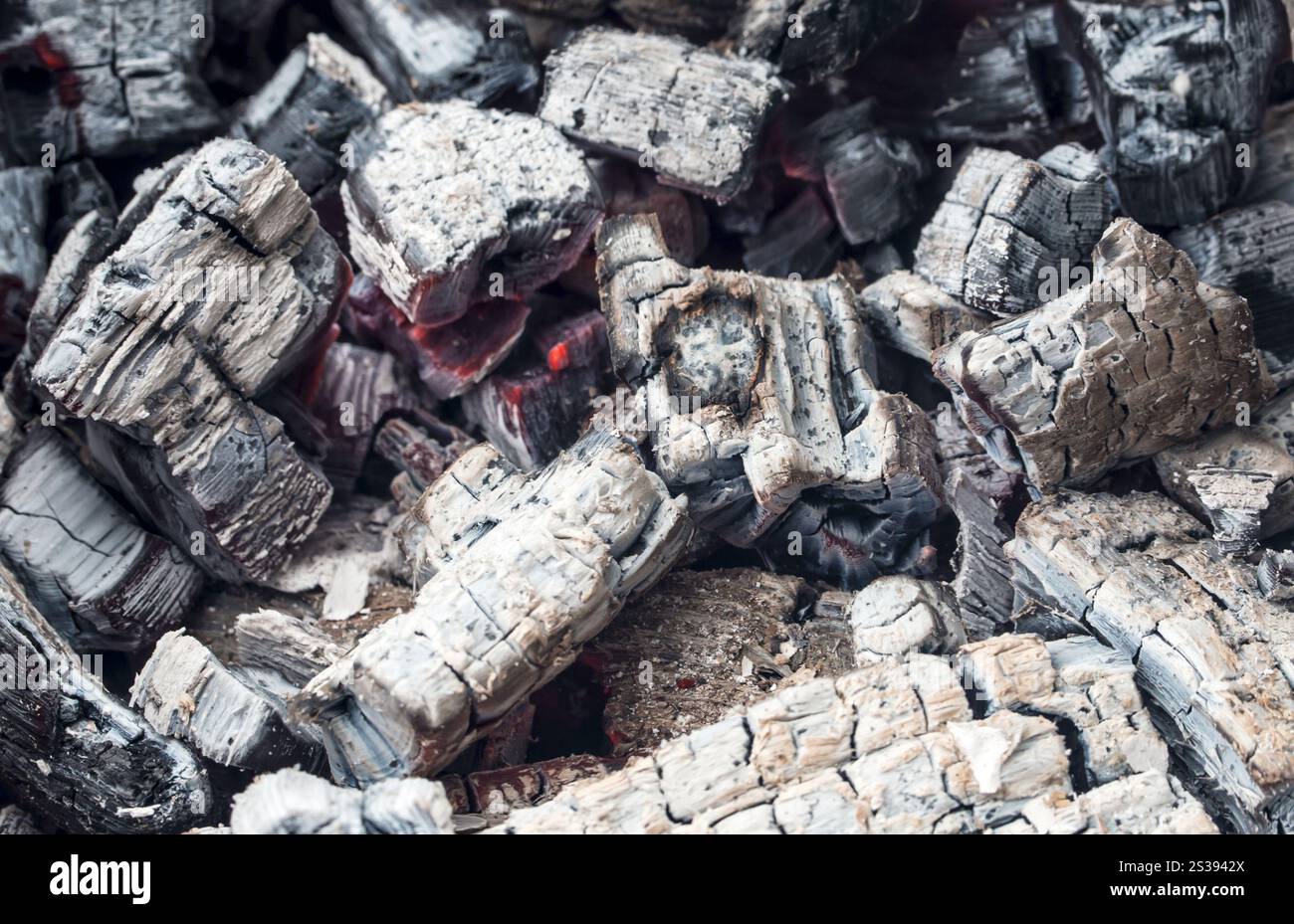 brûler du charbon de bois sur le gros plan. brûler du charbon de bois en gros plan Banque D'Images