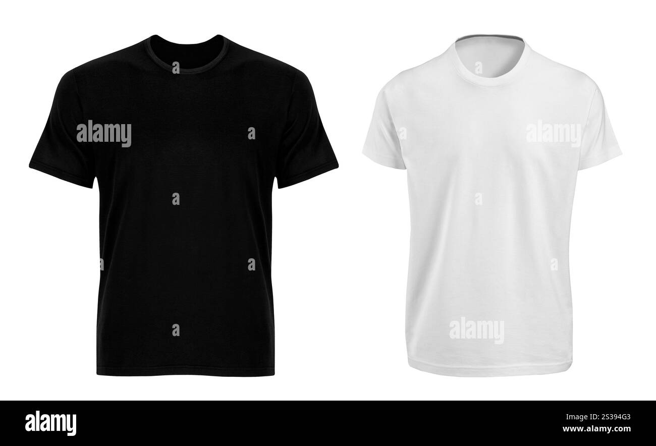 t-shirts dos et blanc isolé sur blanc Banque D'Images