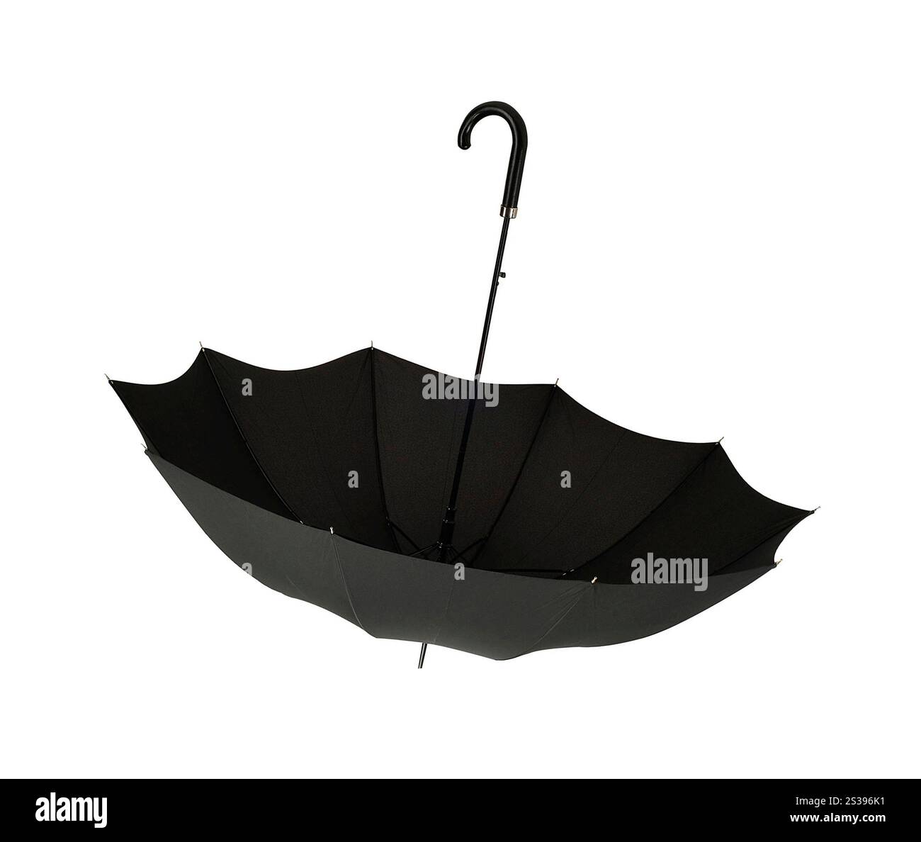 Parapluie noir sur fond blanc Banque D'Images