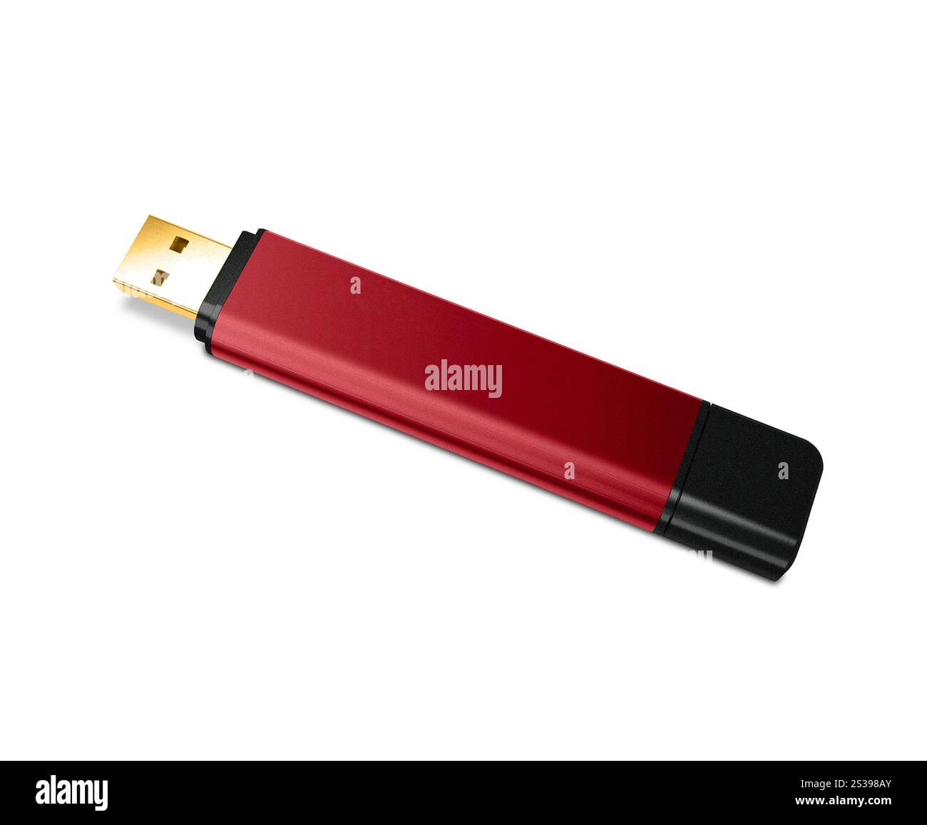 Clé USB rouge sur blanc. Clé USB rouge Banque D'Images