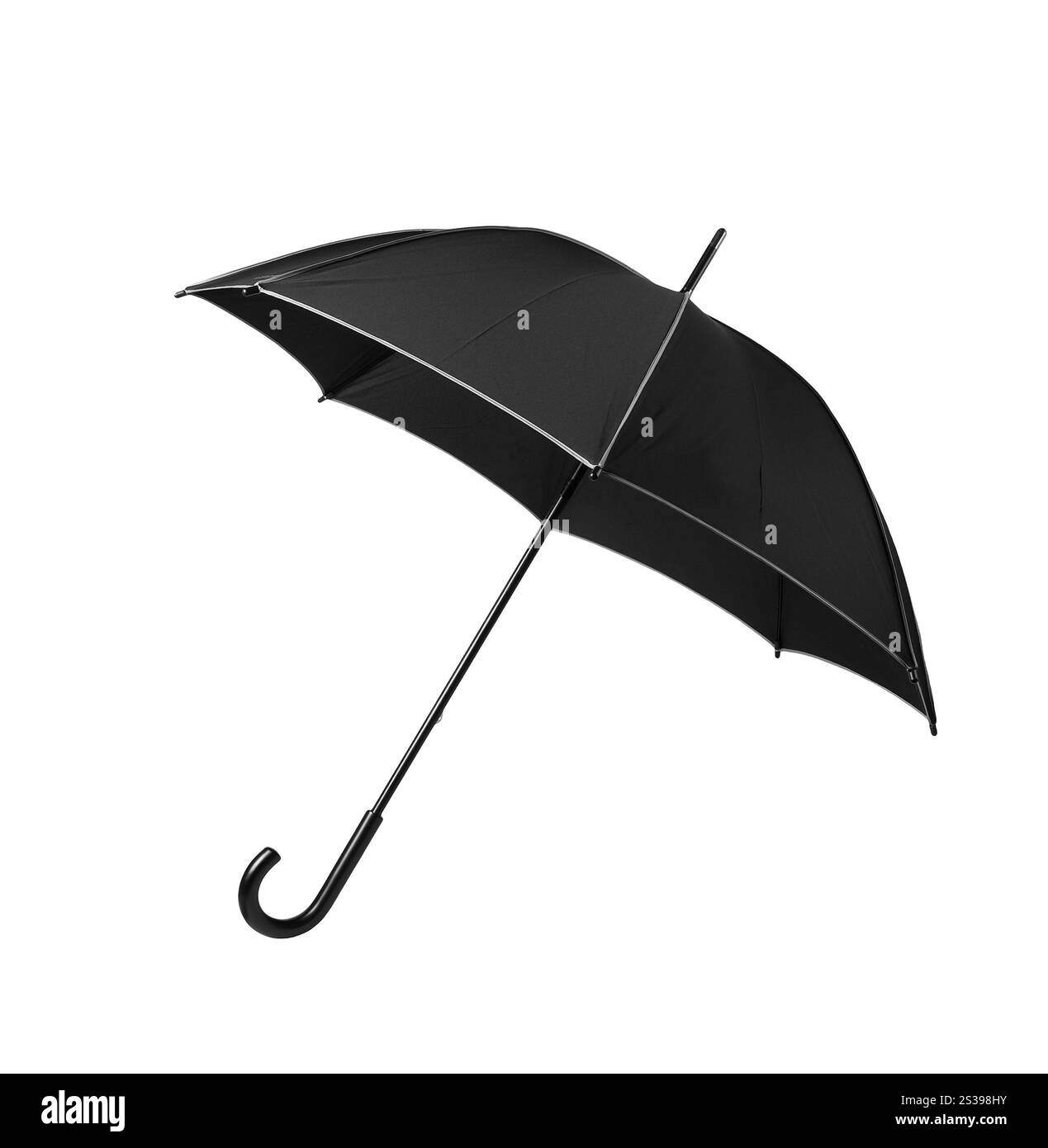 Parapluie noir sur fond blanc. Parapluie noir Banque D'Images