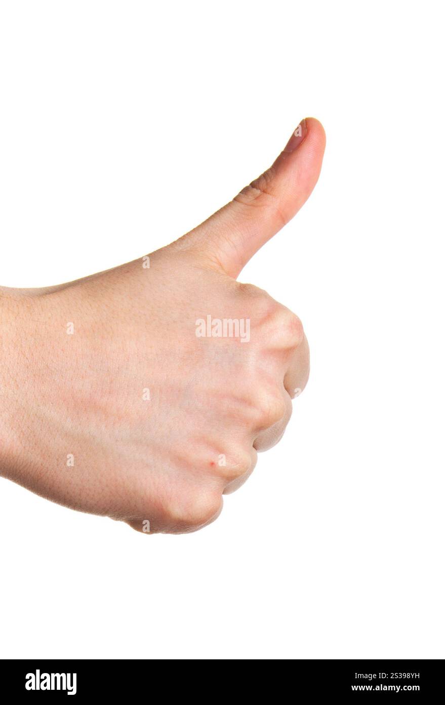 main avec le pouce vers le haut isolé sur fond blanc. main avec le pouce vers le haut isolé Banque D'Images