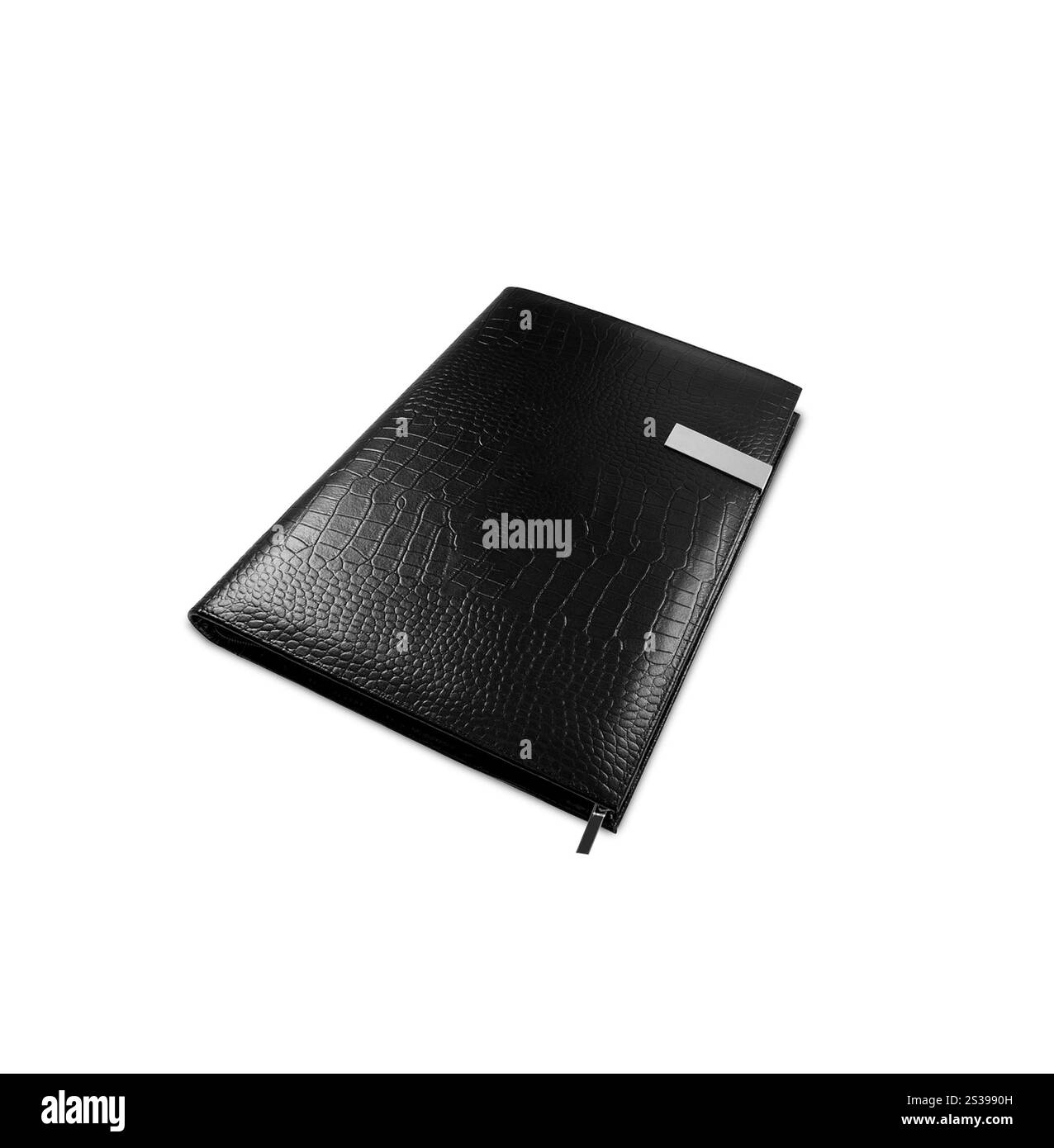 carnet de notes noir isolé sur fond blanc. carnet de notes noir isolé Banque D'Images