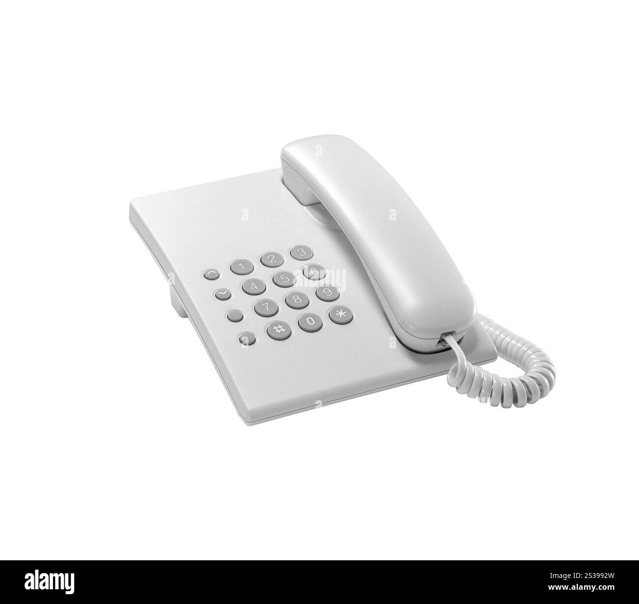 White Home Phone isolé sur fond blanc. Téléphone personnel blanc isolé Banque D'Images