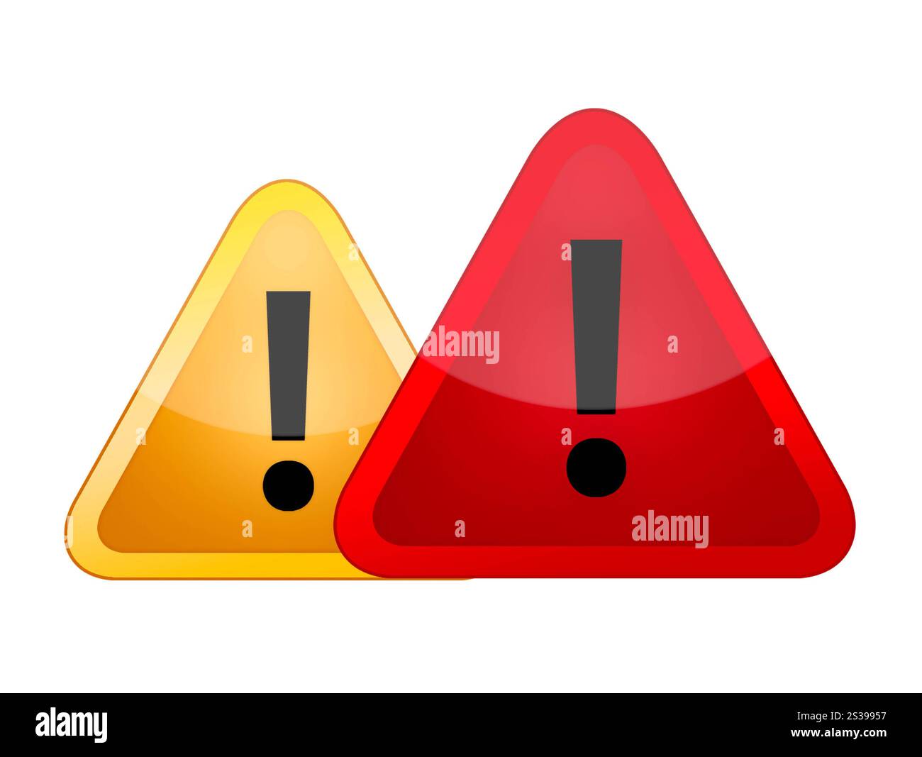 Panneaux d'avertissement de danger isolés sur fond blanc. Panneaux d'avertissement de danger Banque D'Images