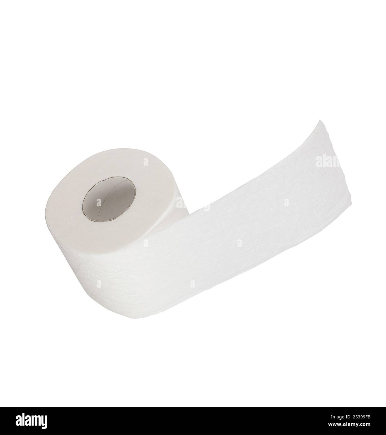 Papier toilette simple sur fond blanc. Papier toilette simple Banque D'Images