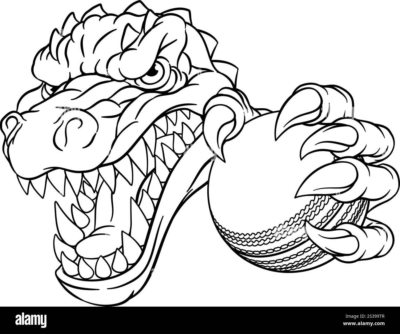 Crocodile Dinosaur Alligator Cricket Mascot Sports Illustration de Vecteur
