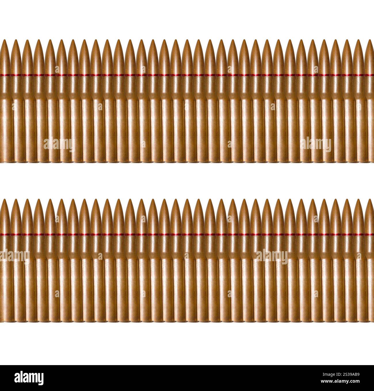 Balles de fusil dans une rangée isolées. Balles de fusil dans une rangée Banque D'Images
