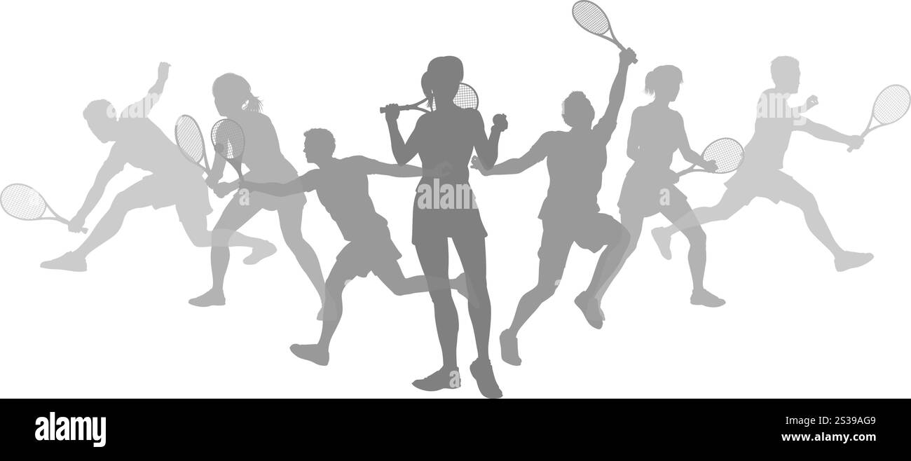 Silhouette tennis Players concept silhouettes Illustration de Vecteur