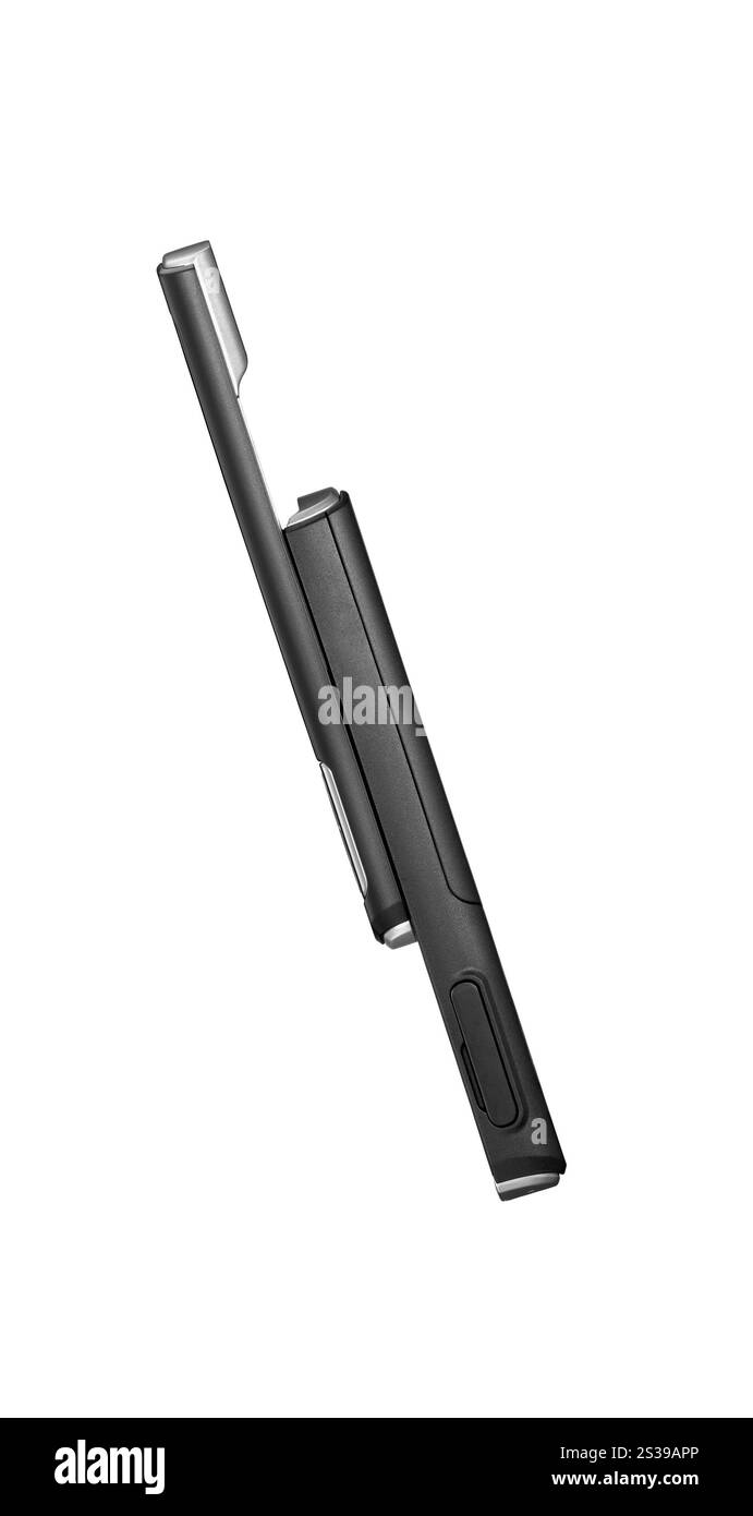 Glissez le téléphone portable isolé sur blanc Banque D'Images
