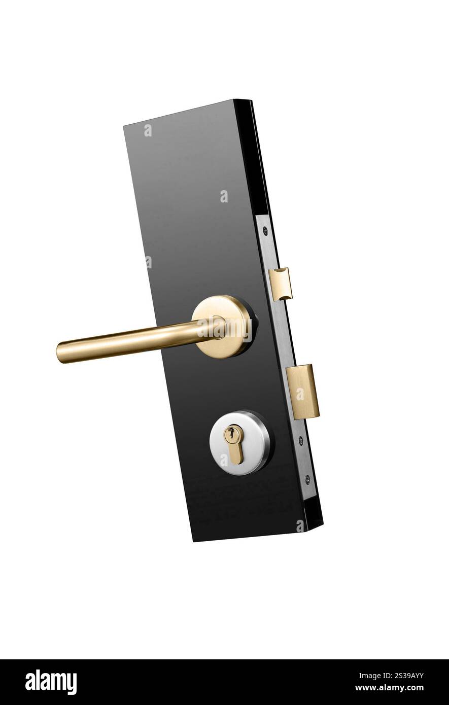 Serrure de porte isolée sur blanc. Serrure de porte Banque D'Images