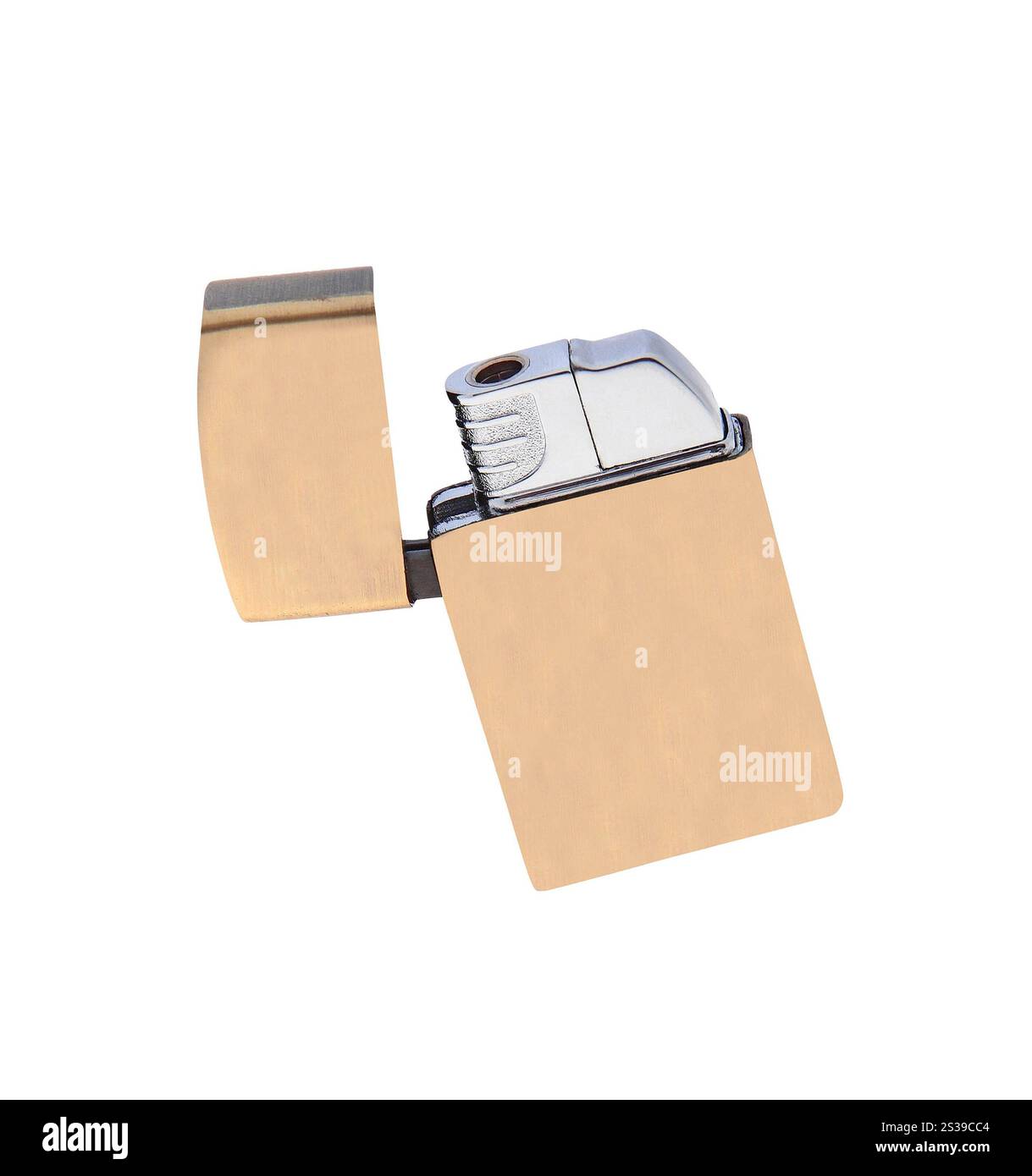 briquet zippo en métal isolé sur blanc. briquet zippo en métal Banque D'Images