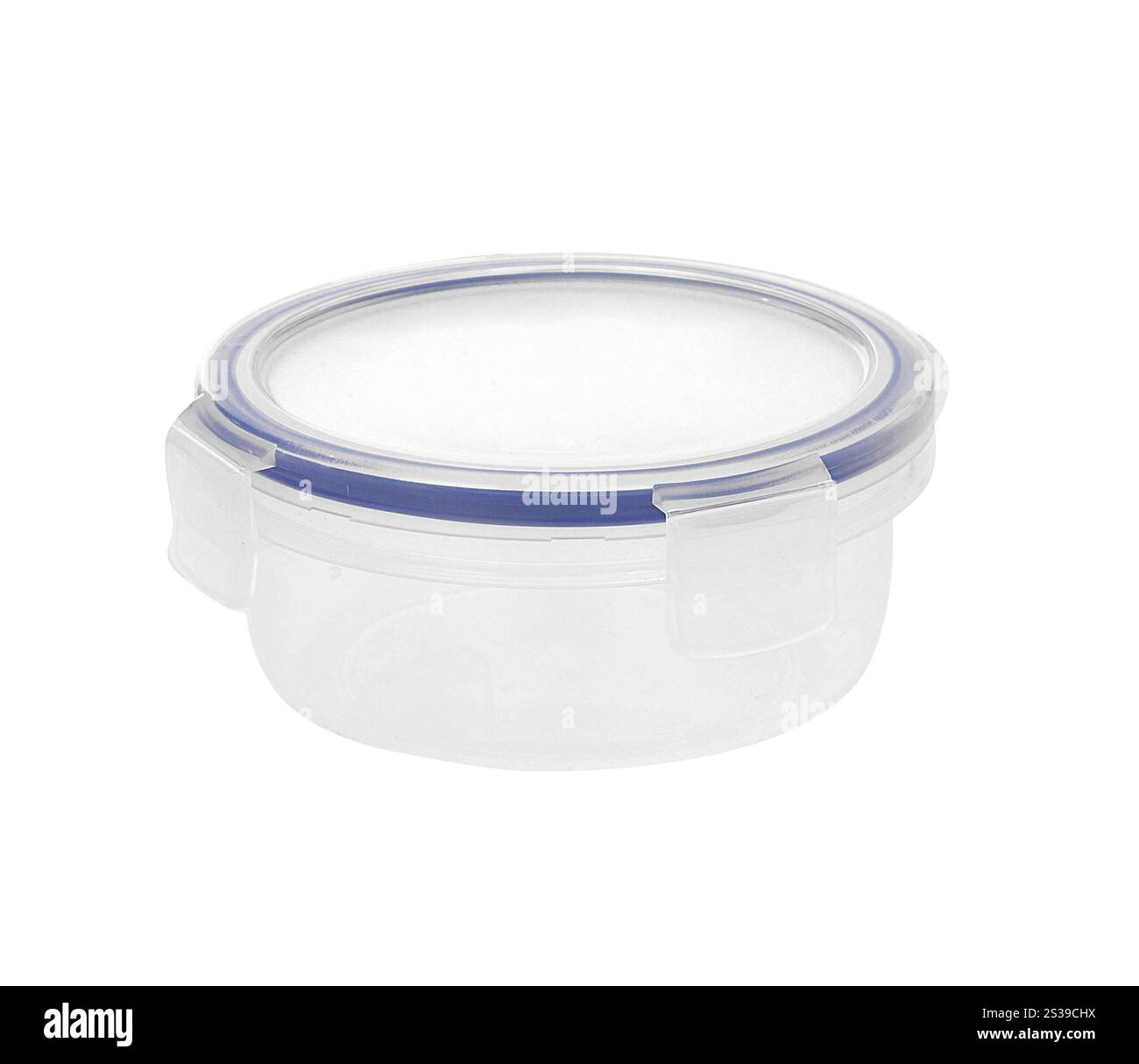 Récipient rond en plastique isolé sur fond blanc. Récipient rond en plastique isolé sur blanc Banque D'Images