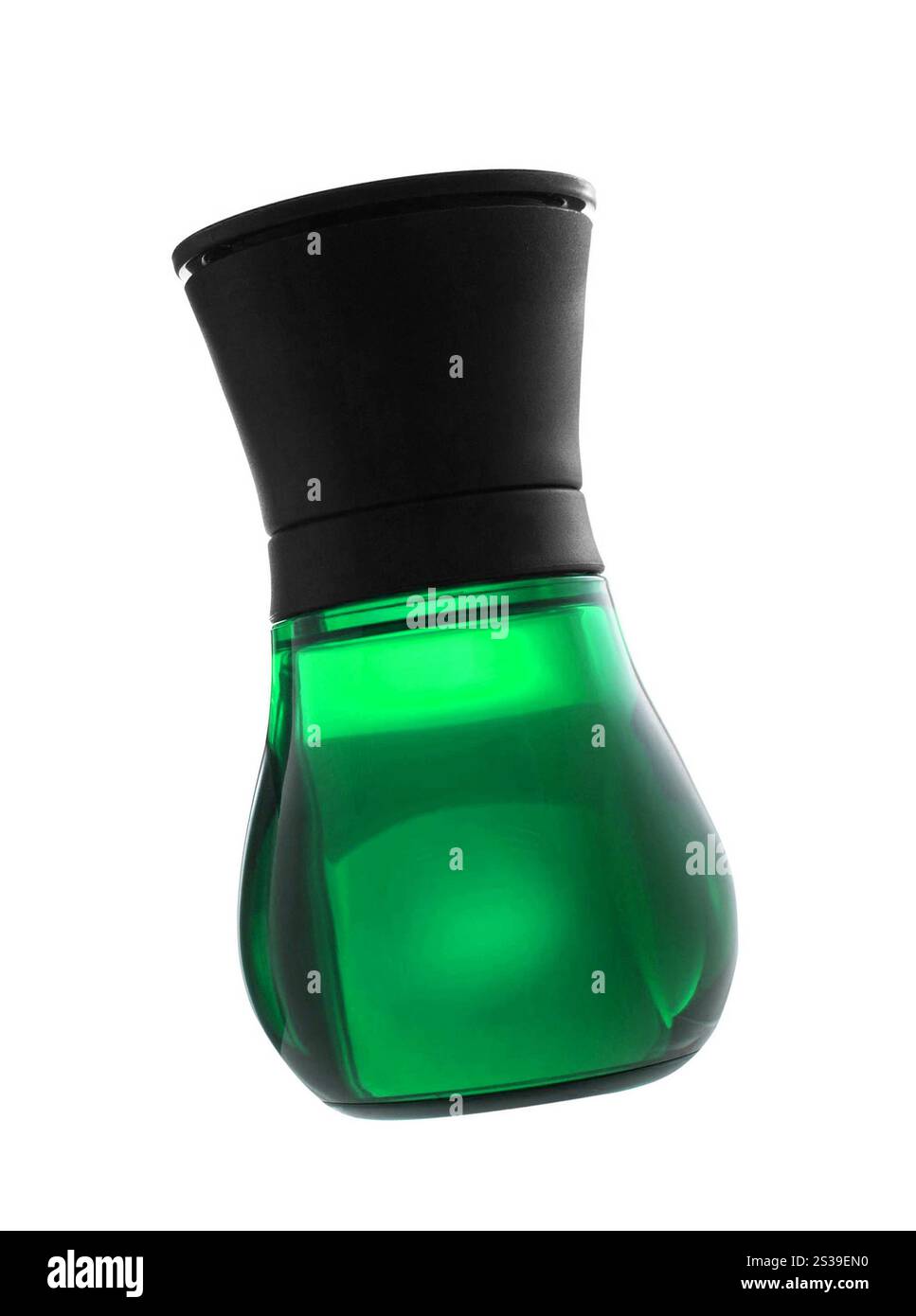 Bouteille verte de parfum. Bouteille violette de parfum Banque D'Images