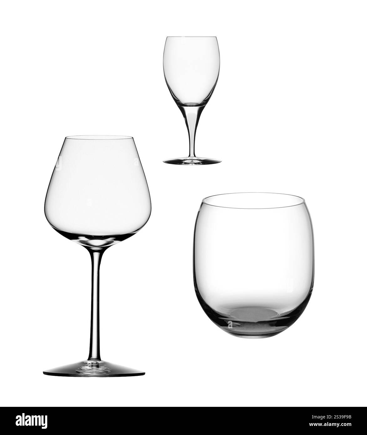 verres pour whisky, vin et vodka. Verre à whisky vide Banque D'Images