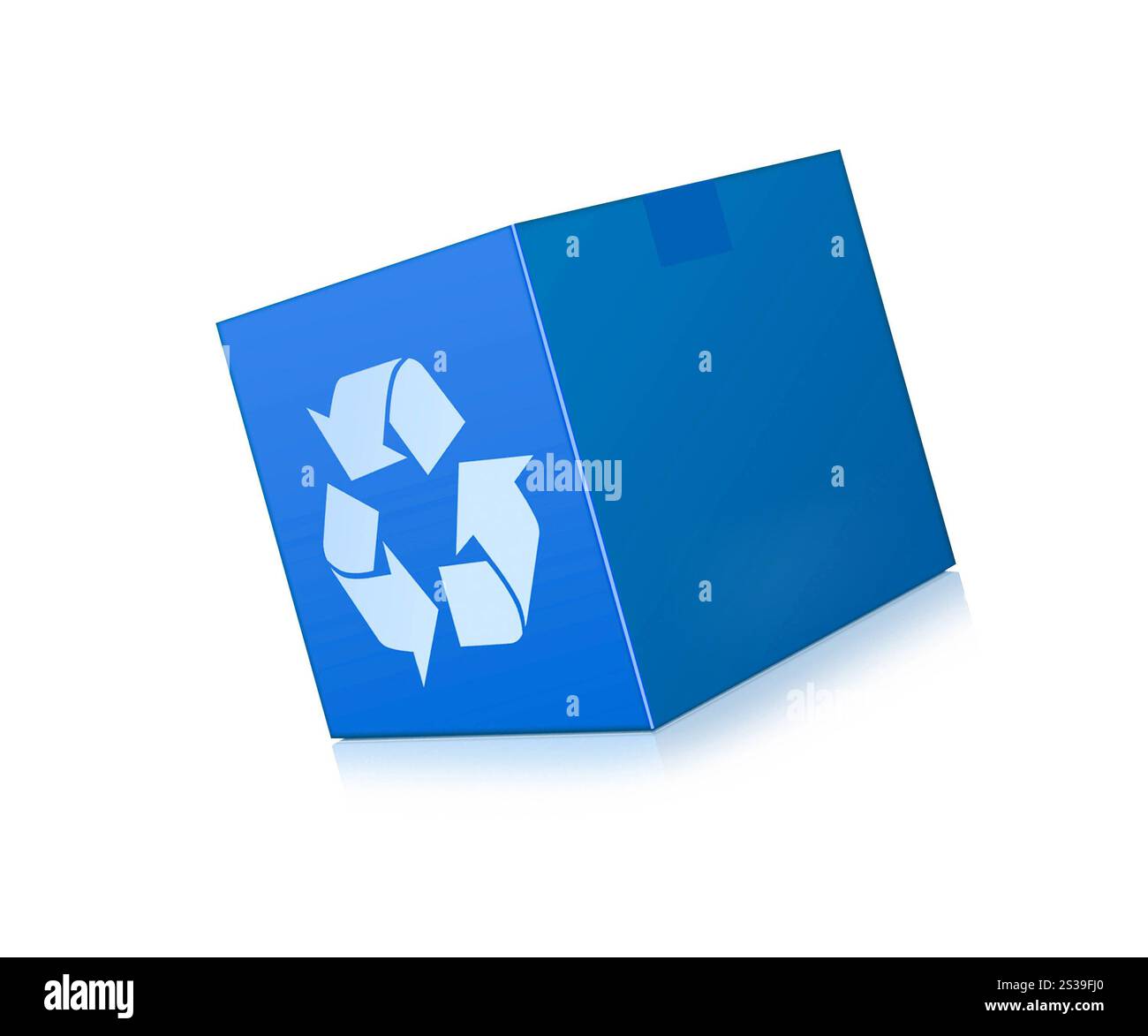 la boîte bleue représente le recyclage isolé sur blanc. la case bleue représente le recyclage Banque D'Images
