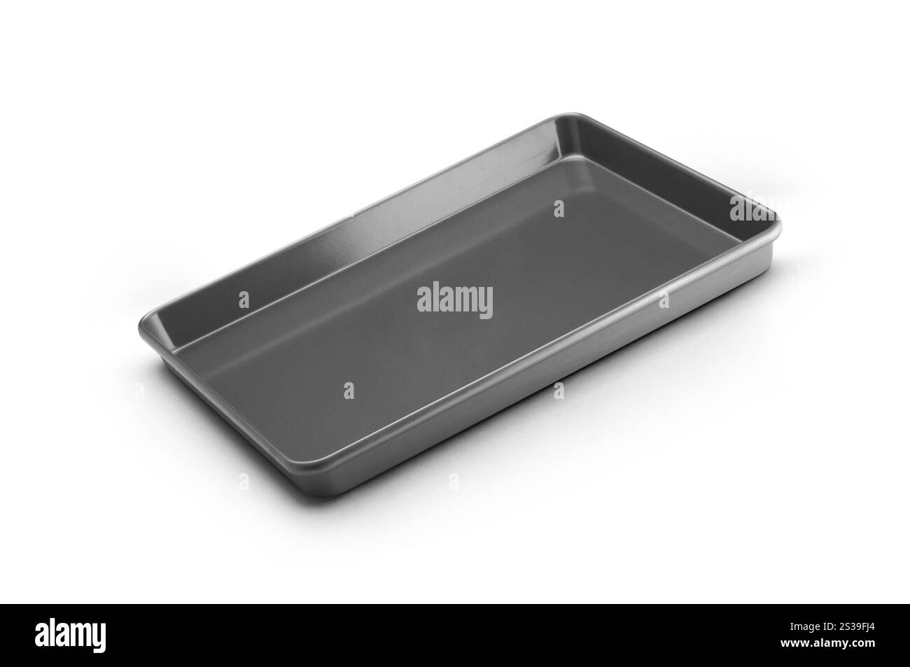 bac à aliments noir vide sur fond blanc. videz le bac à aliments noir Banque D'Images