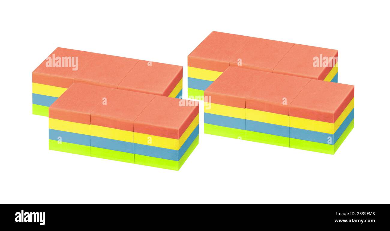 Autocollants multicolores. Sur fond blanc. Banque D'Images