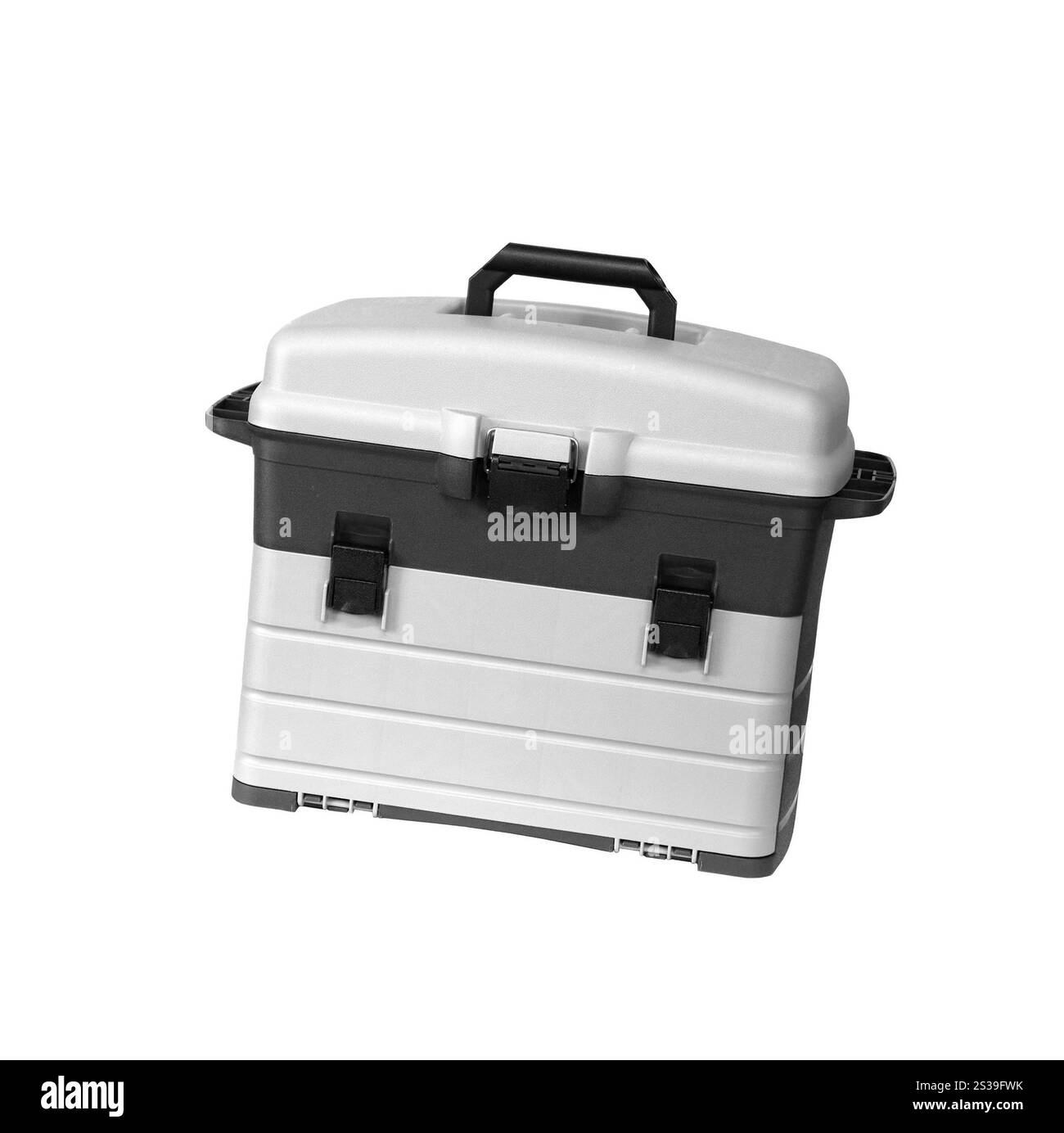 boîte à outils isolée. Boîte à outils verte et blanche isolée Banque D'Images