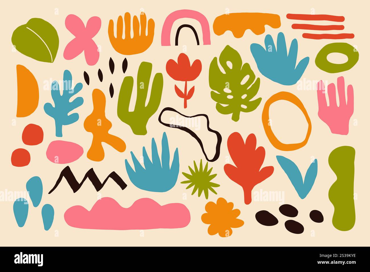 Formes abstraites de gribouillage. BLOB Contemporary Scribbles dessinés à la main gouttes décoratives géométriques. Illustration vectorielle Illustration de Vecteur
