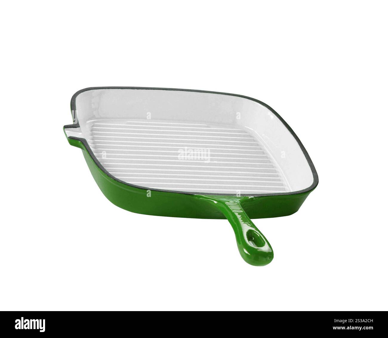 Assiette à dîner verte propre avec ombre portée isolée sur fond blanc. Nettoyez l'assiette verte avec de l'ombre portée Banque D'Images