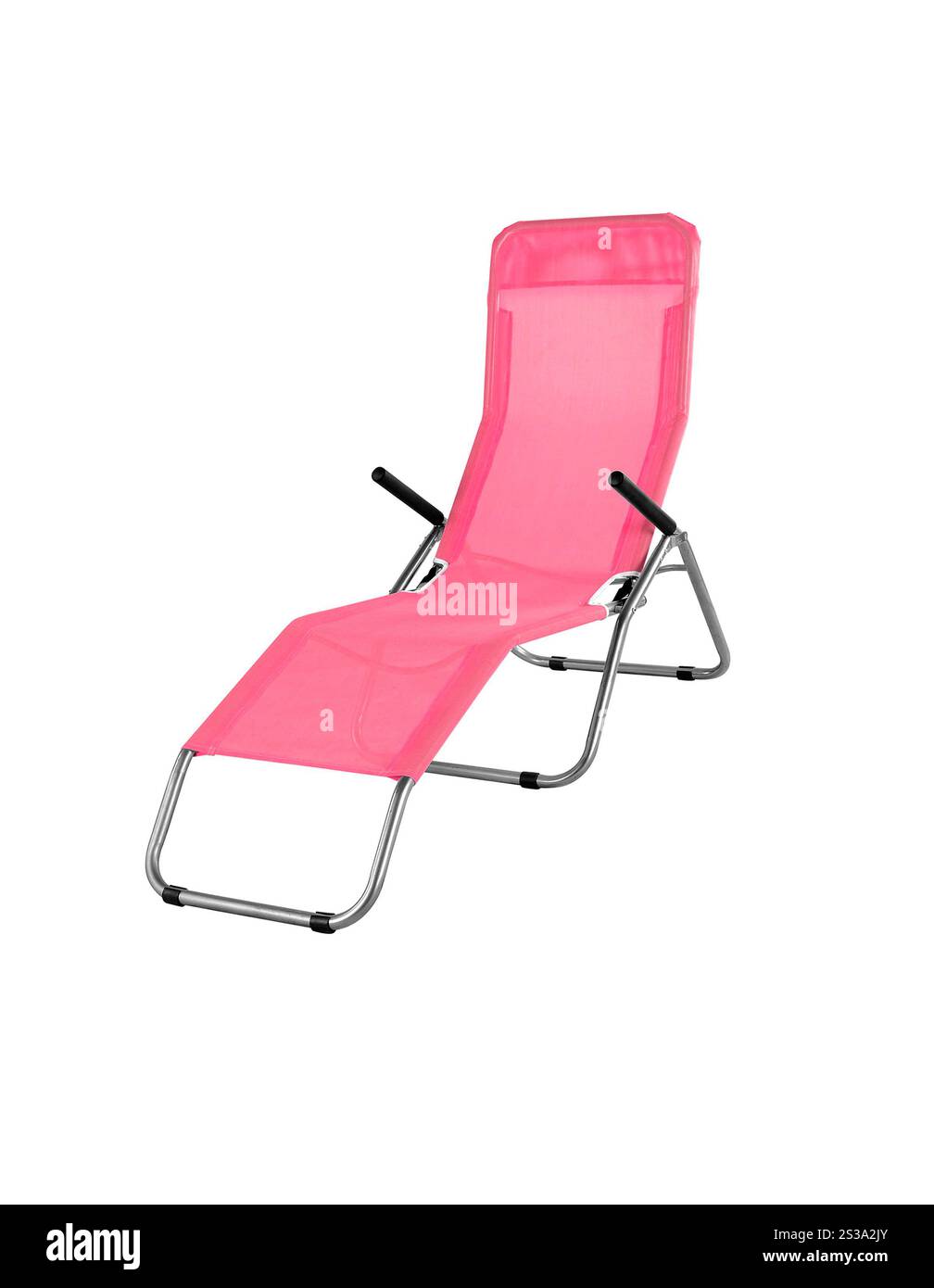 chaise longue de plage isolée sur fond blanc Banque D'Images