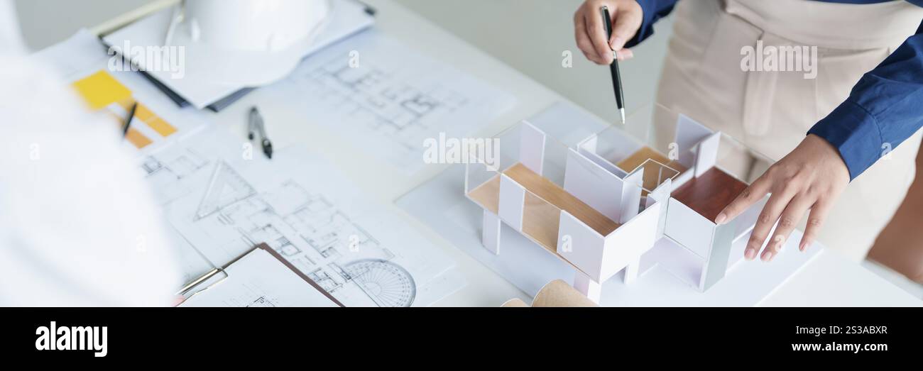 Architecture dessin sur architectural projet créatif architecture d'entreprise bâtiment construction ingénierie industrielle réalisation conception de planification Banque D'Images