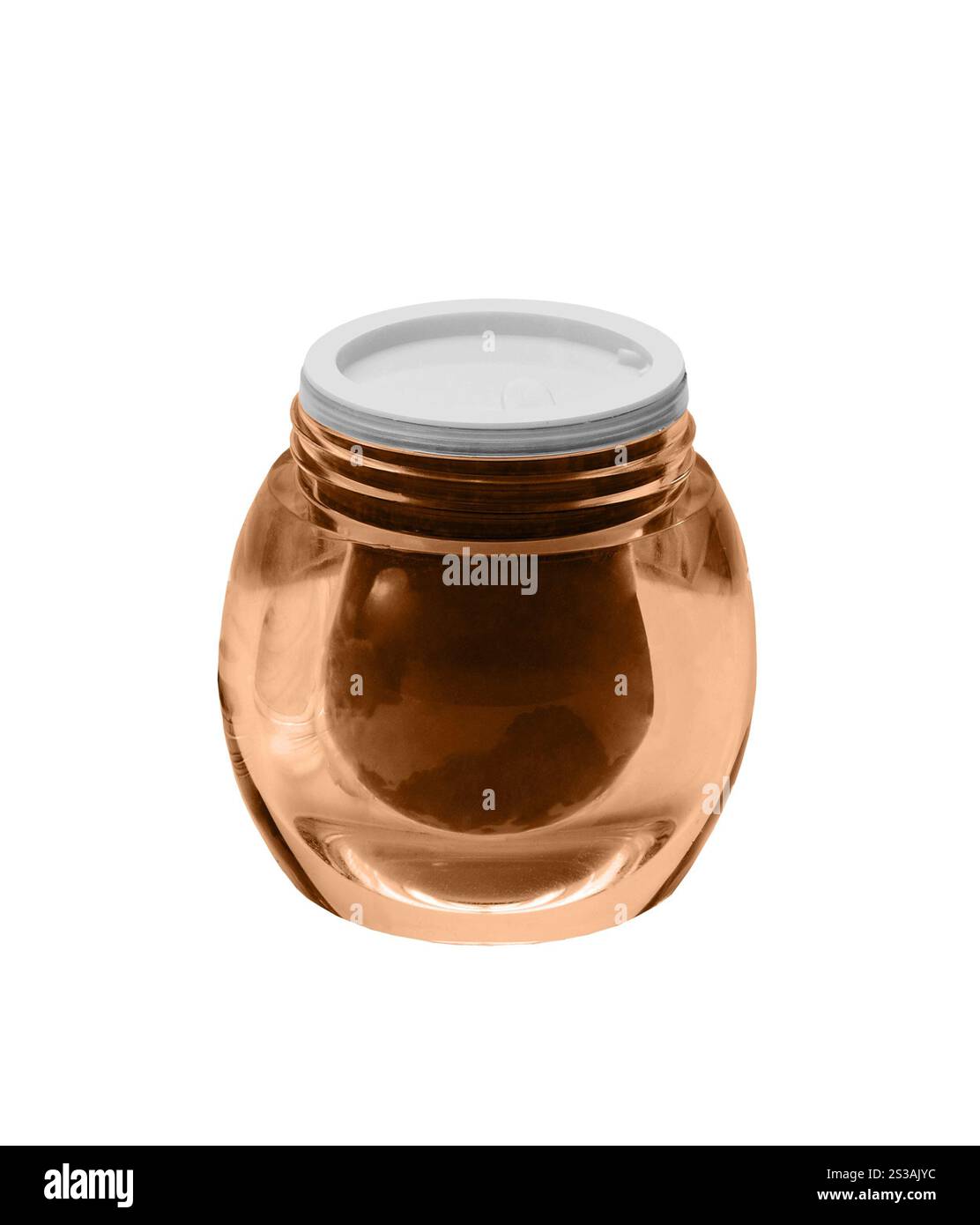 Pot doré isolé sur fond blanc. Pot doré isolé Banque D'Images