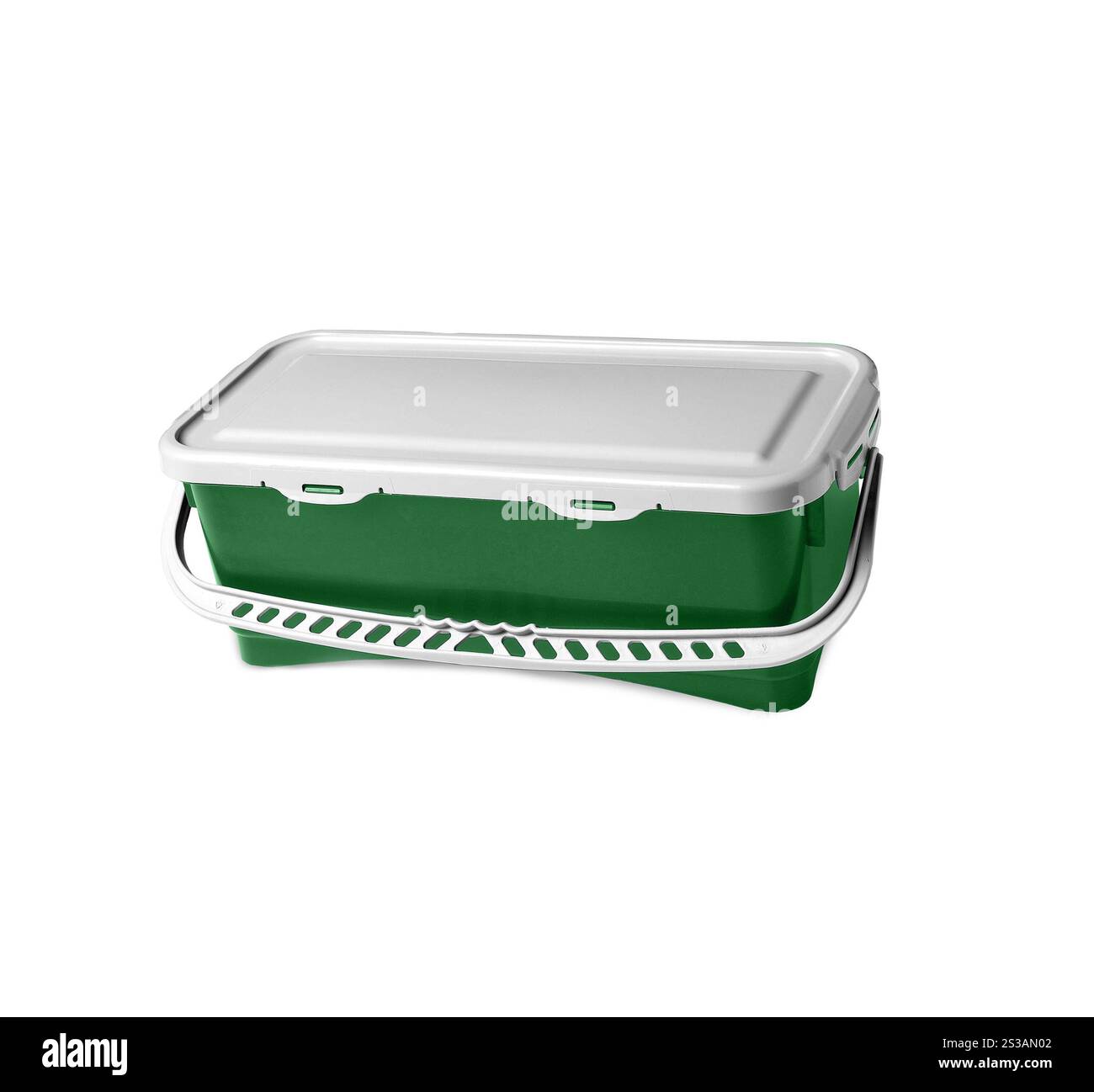 récipient en plastique vert sur fond blanc. récipient en plastique vert Banque D'Images