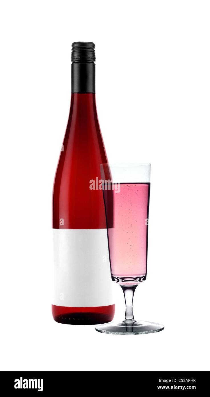 Verre de vin rouge plein gobelet et bouteille. Gobelet en verre de vin blanc complet et bouteille Banque D'Images