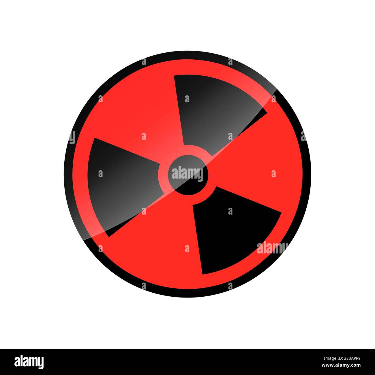 Signe rond radioactif isolé sur fond blanc. Signe rond radioactif isolé sur blanc Banque D'Images