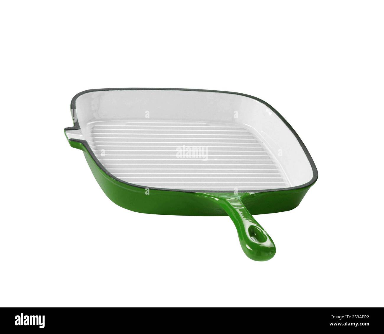 Assiette à dîner verte propre avec ombre portée isolée sur fond blanc. Nettoyez l'assiette verte avec de l'ombre portée Banque D'Images