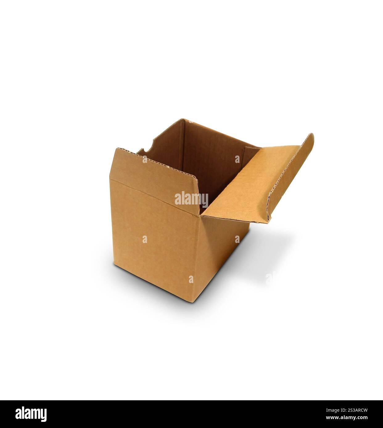 Boîte ouverte isolée sur fond blanc. Ouvrez la boîte Banque D'Images