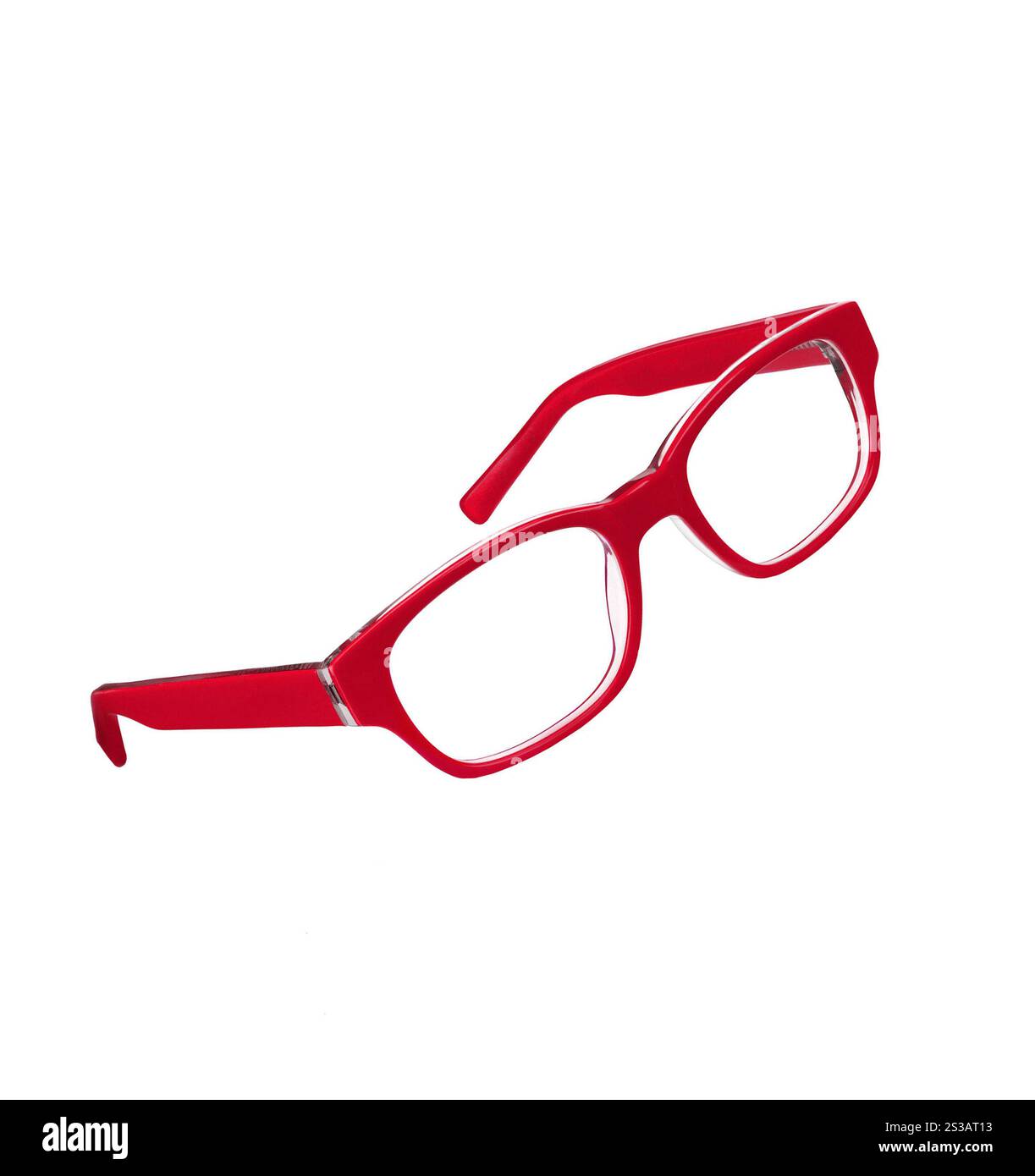 lunettes rouges isolées sur blanc. Verres verts isolés sur blanc Banque D'Images