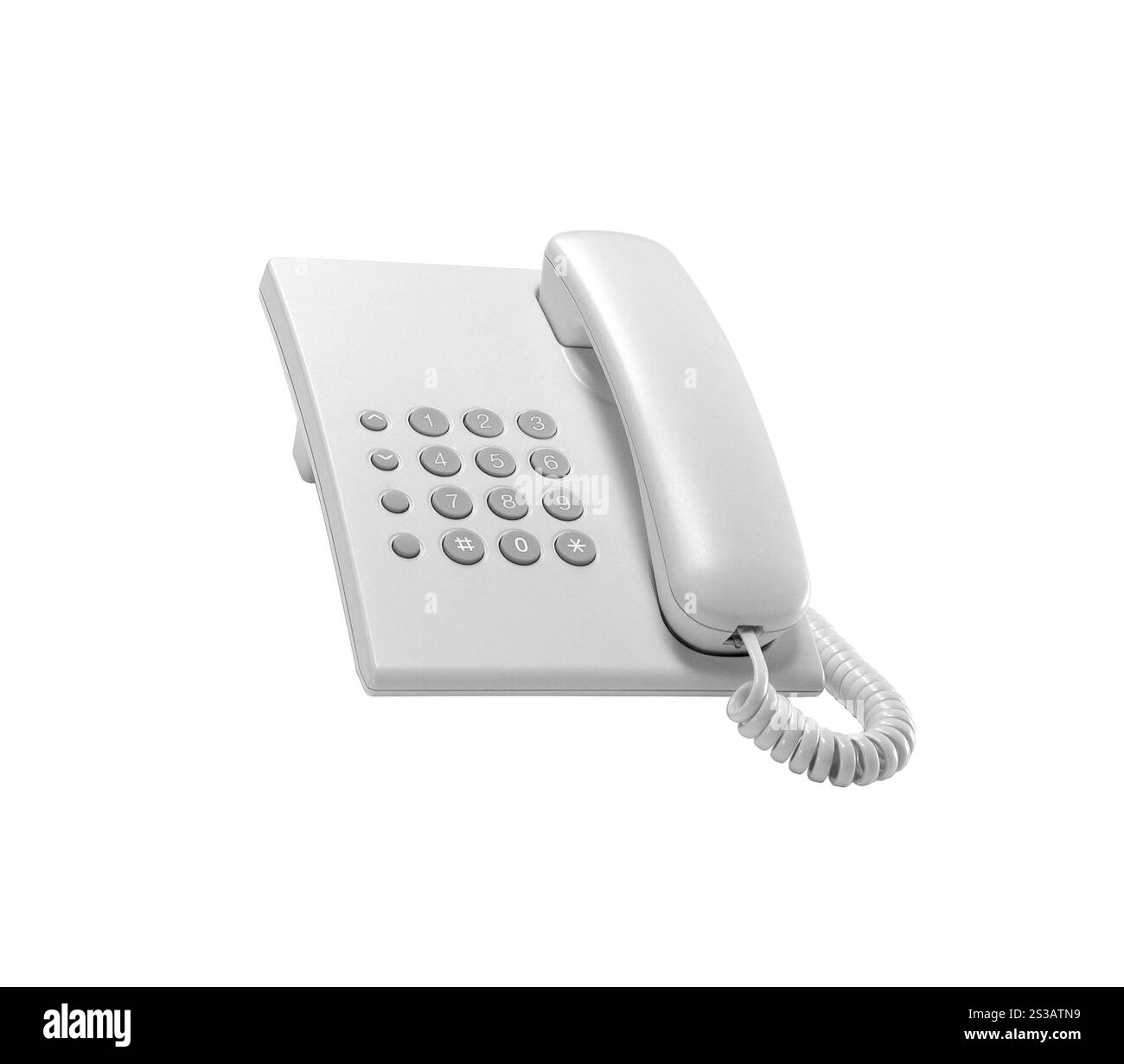 White Home Phone isolé sur fond blanc. Téléphone personnel blanc isolé Banque D'Images