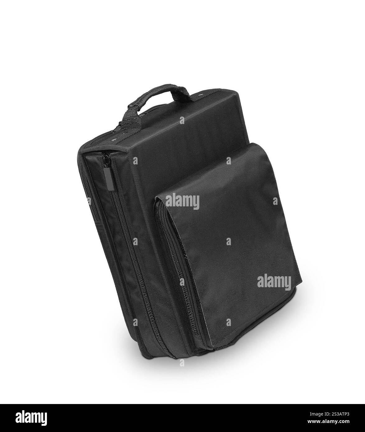 Sac noir pour voyage isolé sur fond blanc. Sac noir pour le voyage Banque D'Images