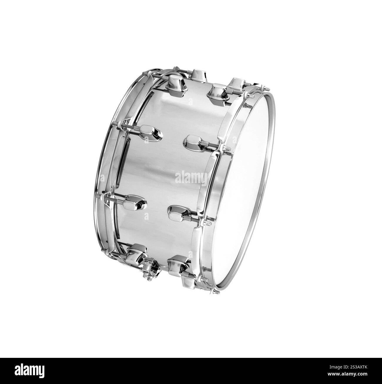 Tambour argenté isolé sur blanc. Tambour en argent isolé Banque D'Images