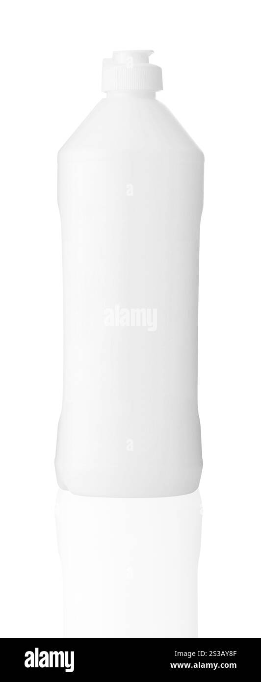 Bouteille en plastique blanche isolée sur blanc. Bouteille en plastique blanc isolée Banque D'Images