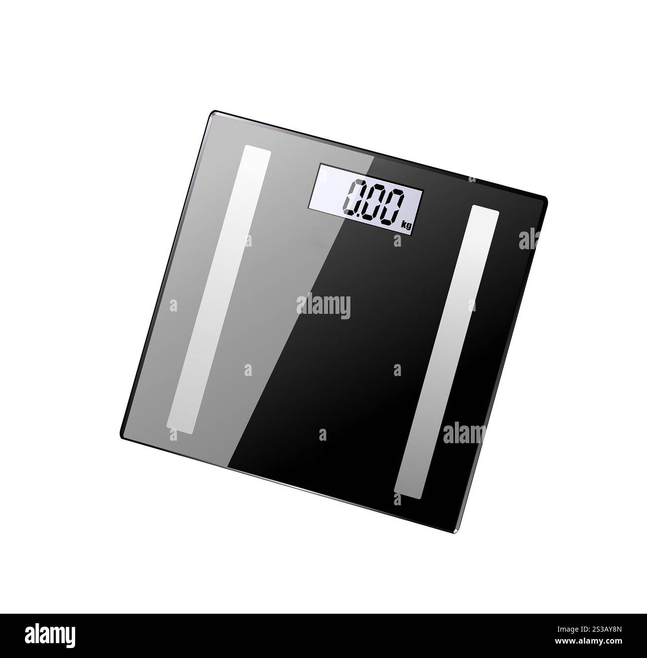 Balance de salle de bains numérique isolée sur fond blanc. Balance de salle de bain numérique, isolée Banque D'Images