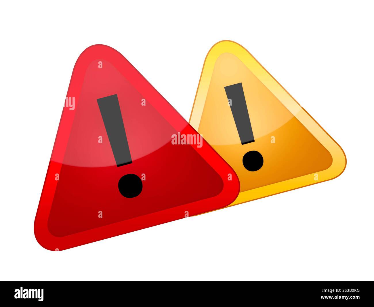 Panneaux d'avertissement de danger isolés sur fond blanc. Panneaux d'avertissement de danger Banque D'Images