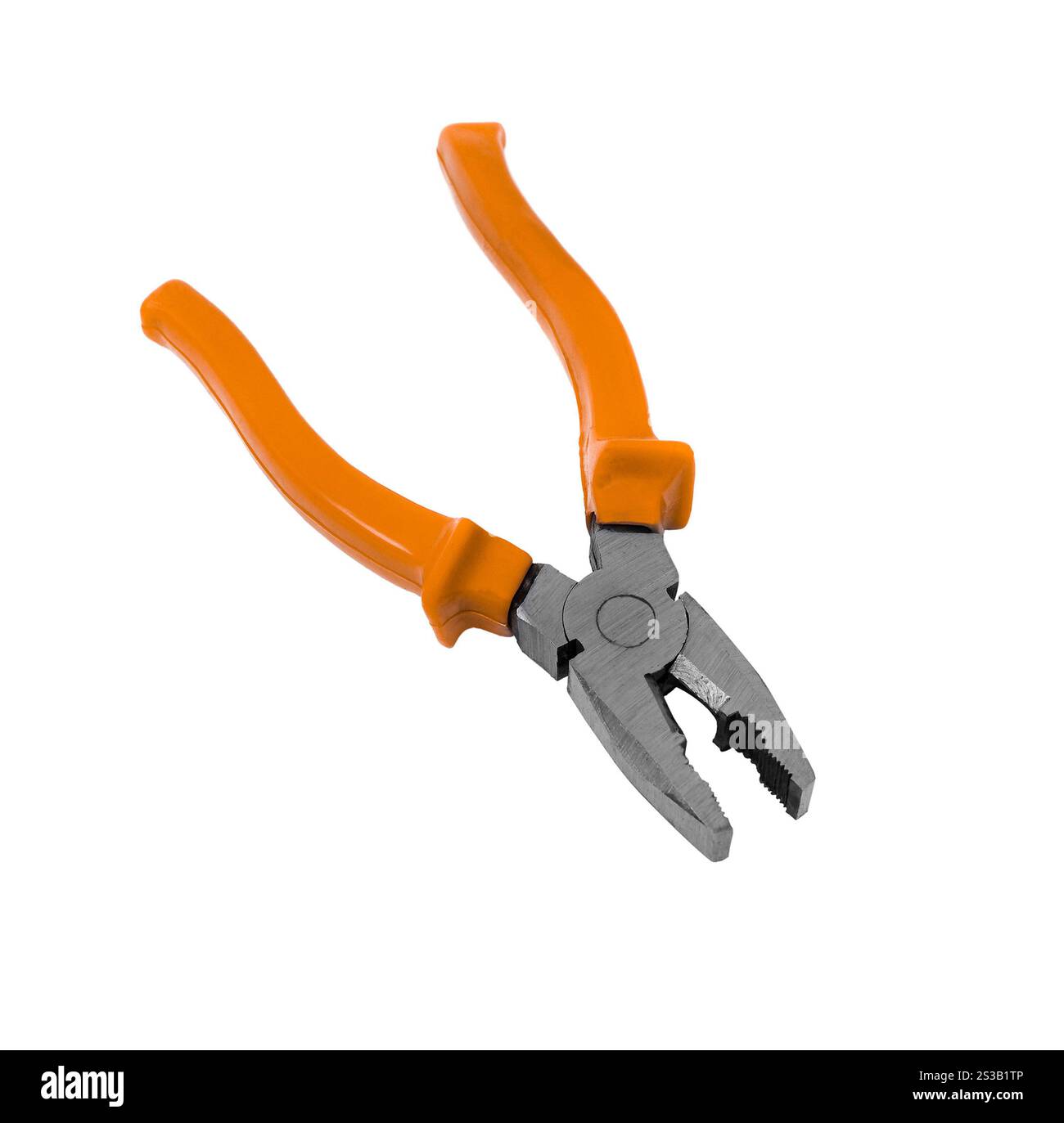 pinces avec poignées jaunes isolées sur fond blanc. pinces avec poignées jaunes Banque D'Images