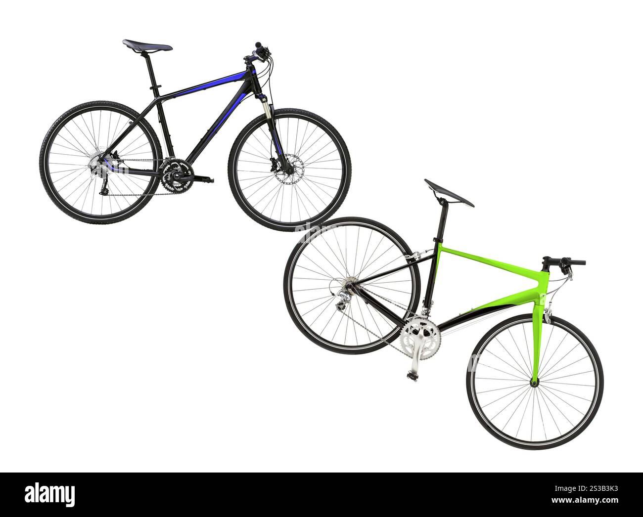 deux vélos isolés sur fond blanc. deux vélos Banque D'Images deux vélos isolés sur fond blanc. deux vélos Banque D'Images