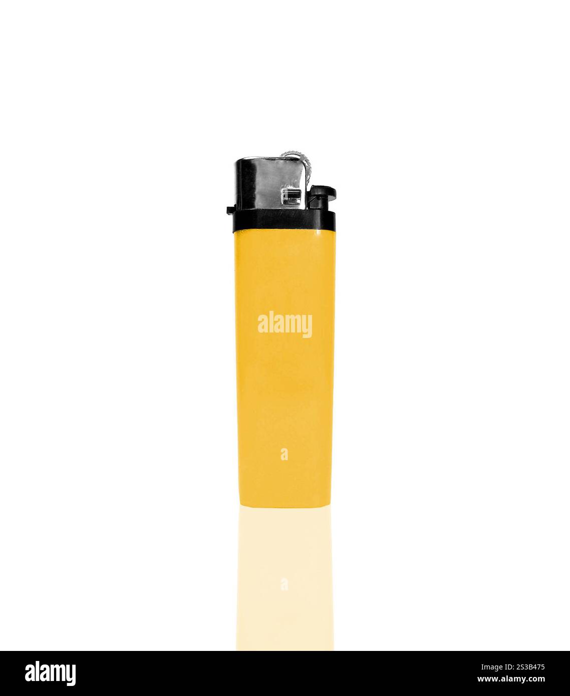 briquet jaune isolé sur fond blanc. briquet jaune isolé sur blanc Banque D'Images