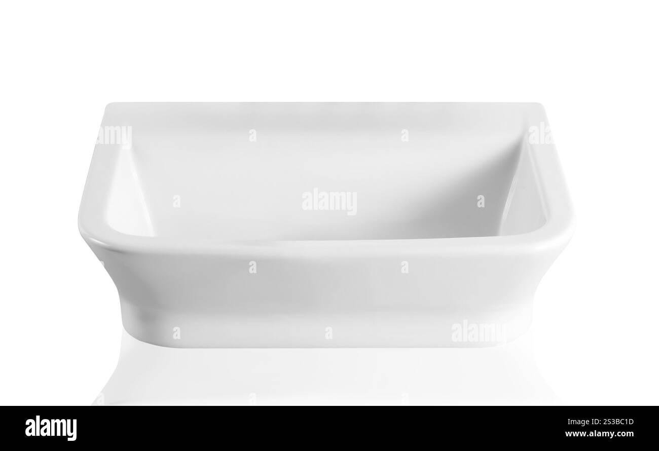 Plat de cuisson en céramique vide blanc sur blanc Banque D'Images Plat de cuisson en céramique vide blanc sur blanc Banque D'Images