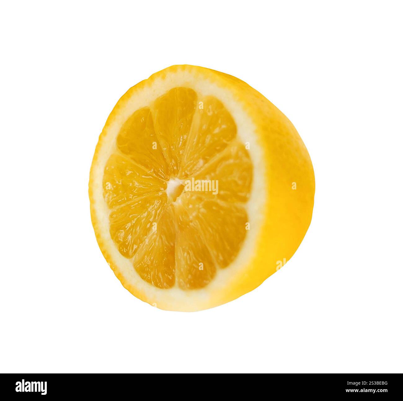 Moitié juteuse d'un citron sur fond blanc Banque D'Images
