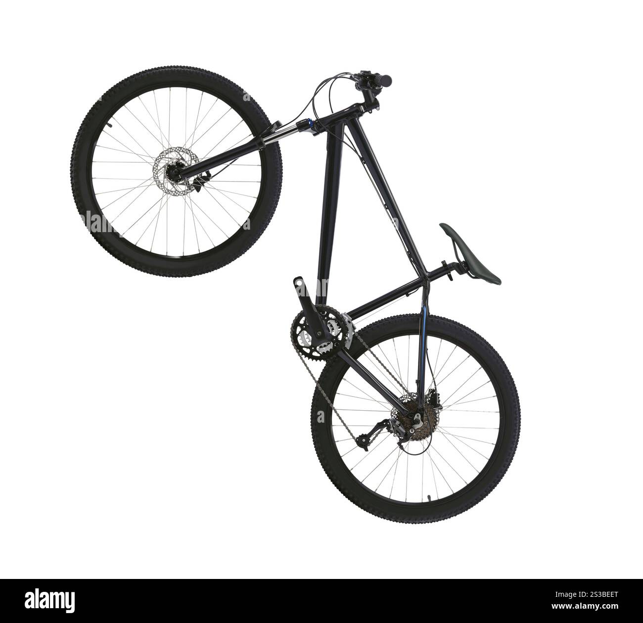 vélo de montagne noir isolé sur fond blanc. vélo de montagne noir isolé Banque D'Images