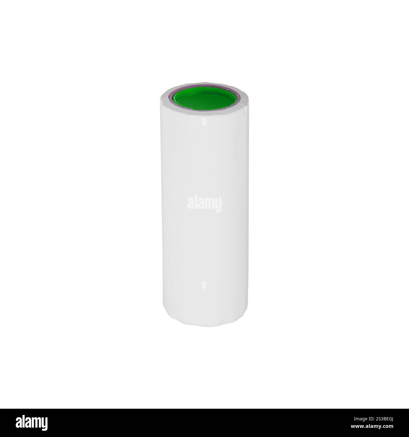 Rouleau adhésif pour le nettoyage des vêtements de fourrure animale et cheveux isolé sur fond blanc Banque D'Images
