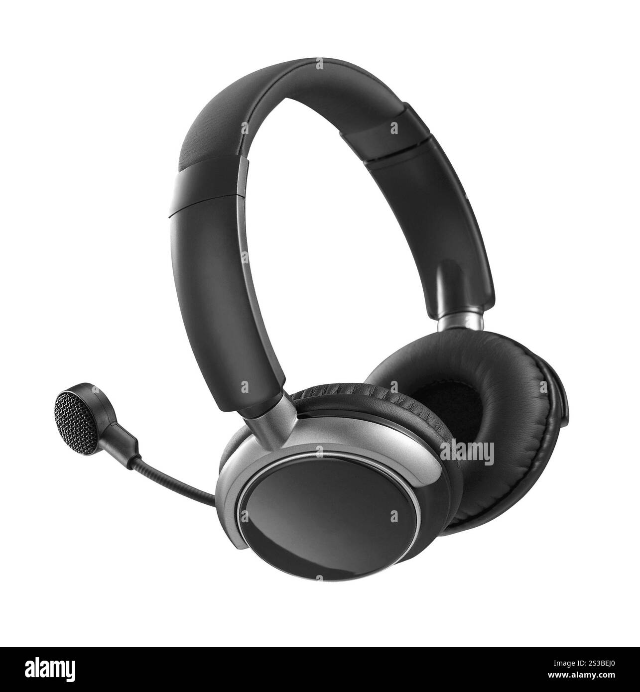 Écouteurs avec microphone isolé sur fond blanc. Casque avec microphone isolé Banque D'Images Écouteurs avec microphone isolé sur fond blanc. Casque avec microphone isolé Banque D'Images