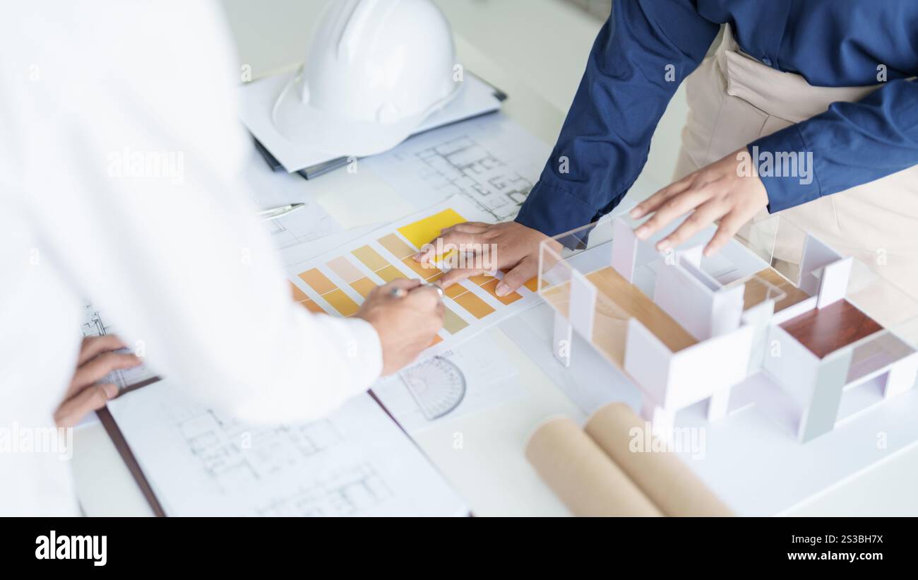 Architecture dessin sur architectural projet créatif architecture d'entreprise bâtiment construction ingénierie industrielle réalisation conception de planification Banque D'Images