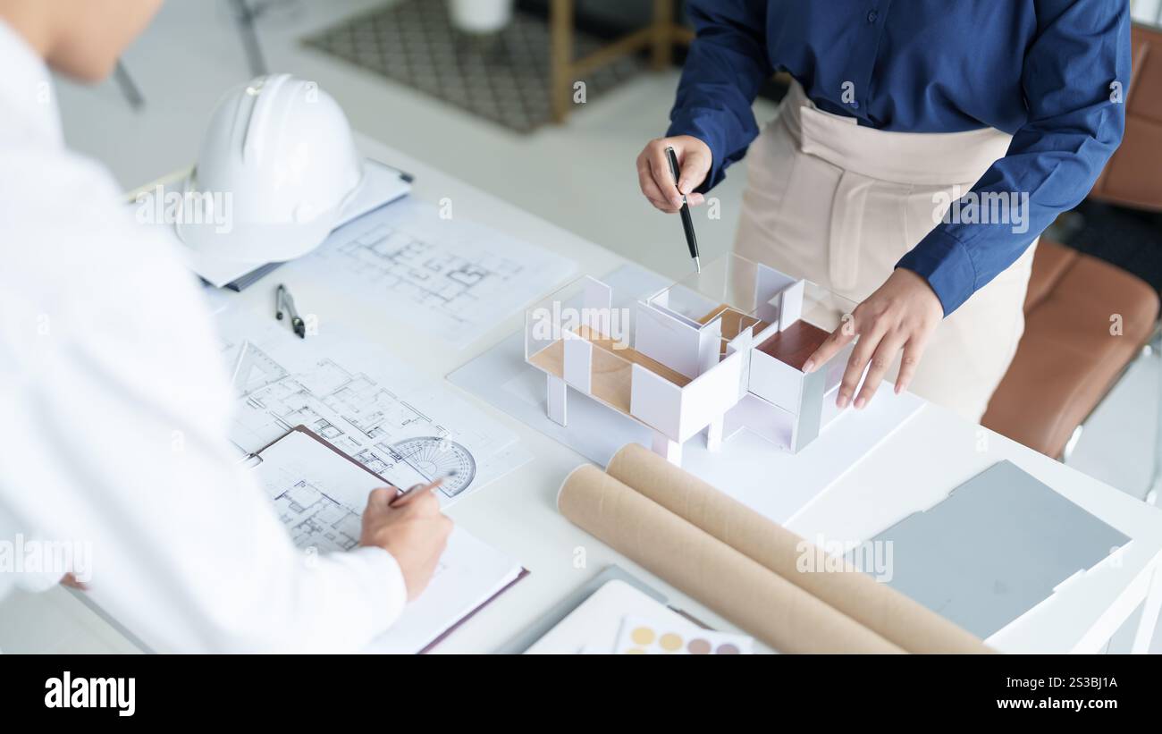 Architecture dessin sur architectural projet créatif architecture d'entreprise bâtiment construction ingénierie industrielle réalisation conception de planification Banque D'Images